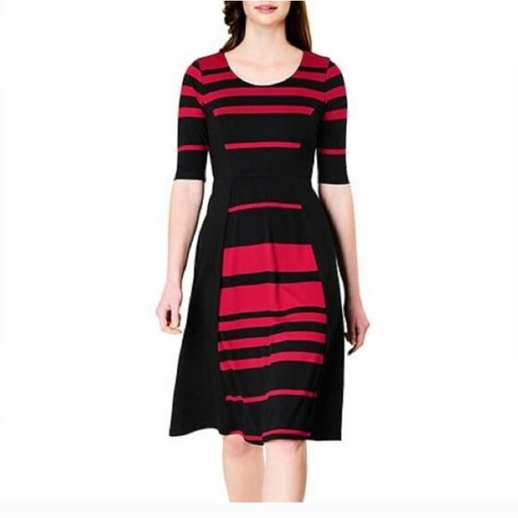 Gabby Skye Beige & Black Fit & Flare Dress Sz 8 - Picture 12 of 12